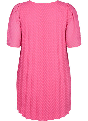 Short sleeved pleated dress, Shocking Pink, Packshot image number 1