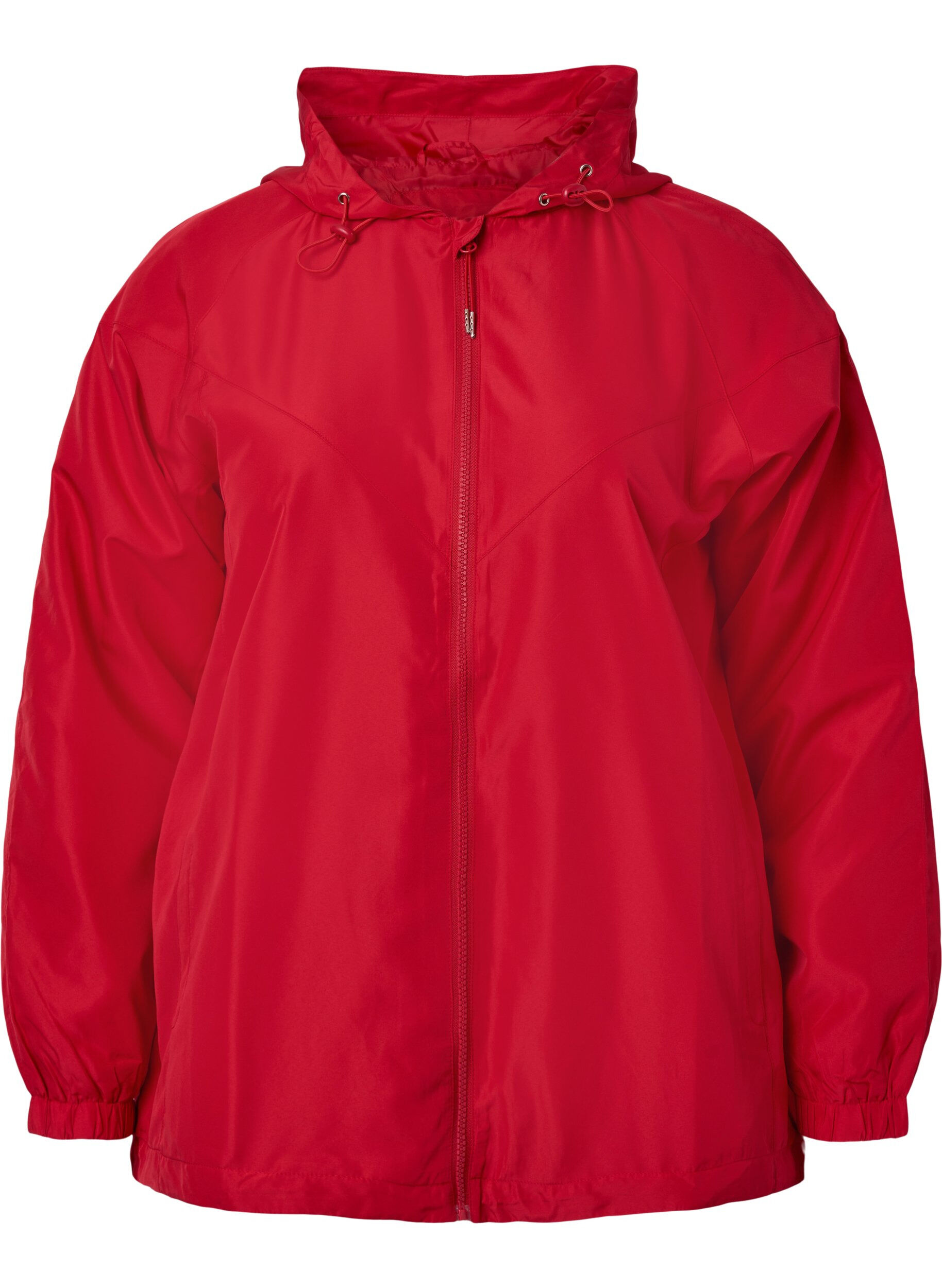 Zizzifashion Short jacket with hood and adjustable bottom, Tango Red, Packshot image number 0