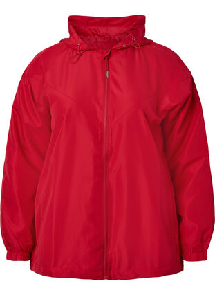 Short jacket with hood and adjustable bottom, Tango Red, Packshot image number 0