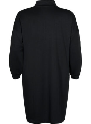 Sweatdress in modal mix with high neck, Black, Packshot image number 1