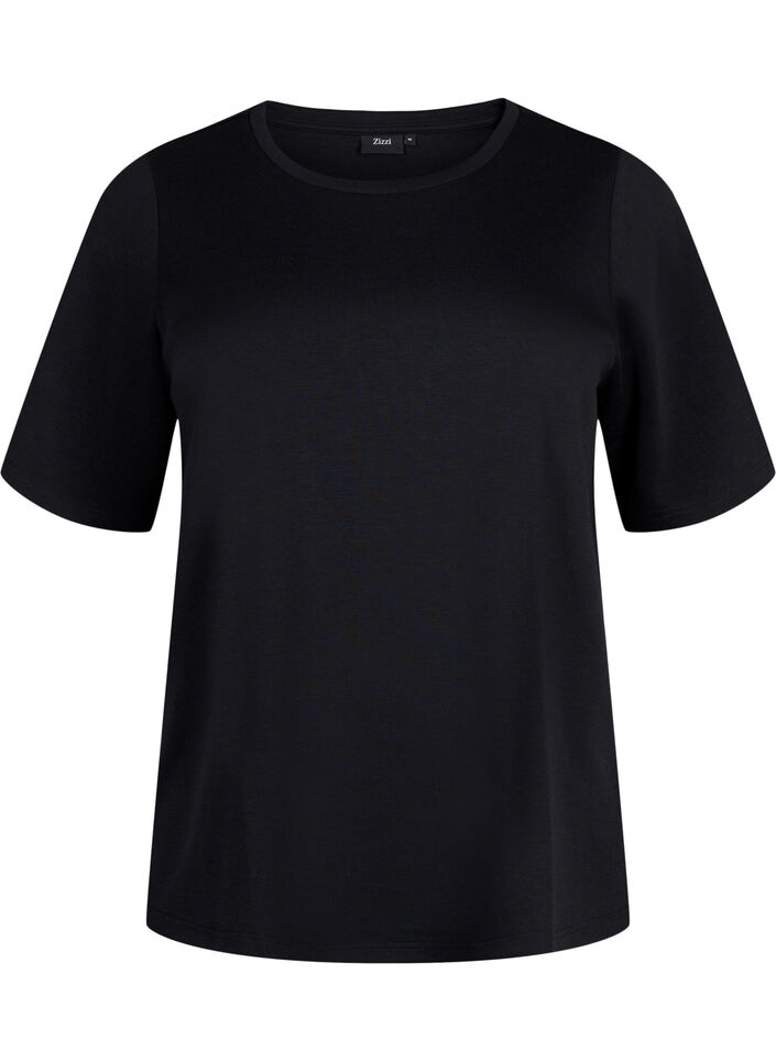 T-shirt in modal mix, Black, Packshot image number 0