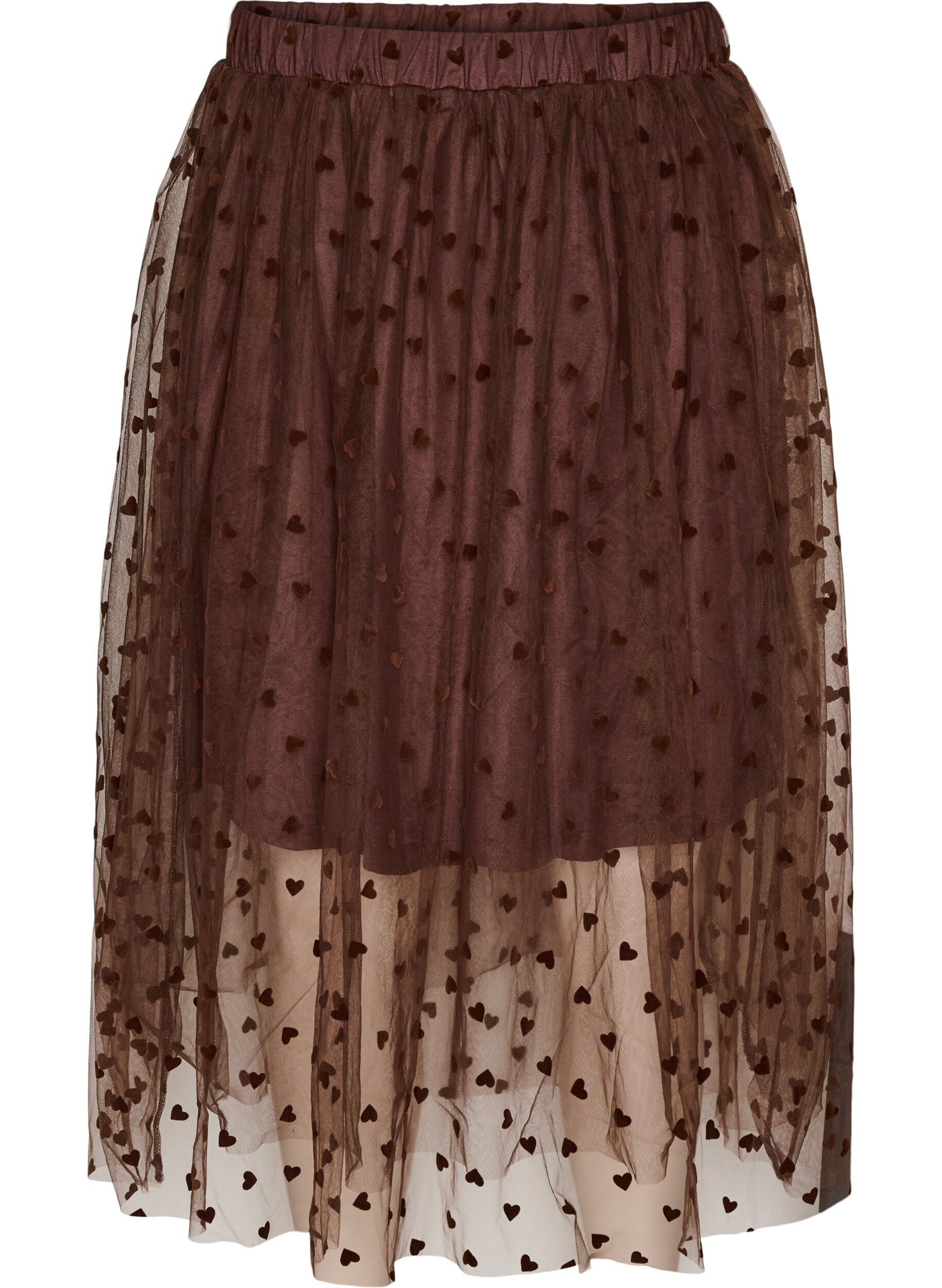 Midi tulle skirt with hearts