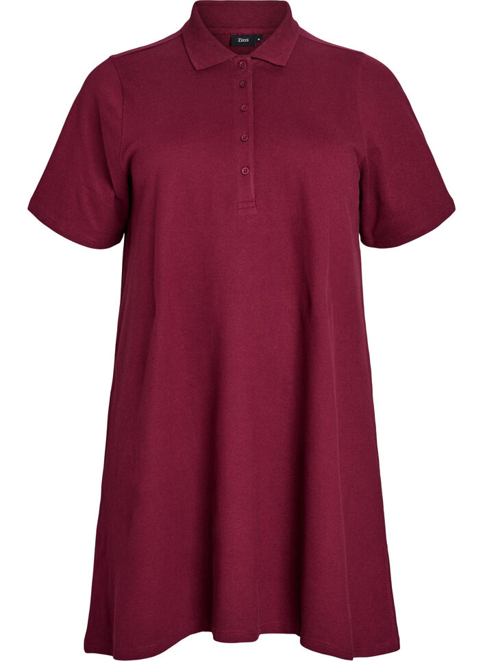 Short A-line polo dress, Dark Bordeaux, Packshot image number 0