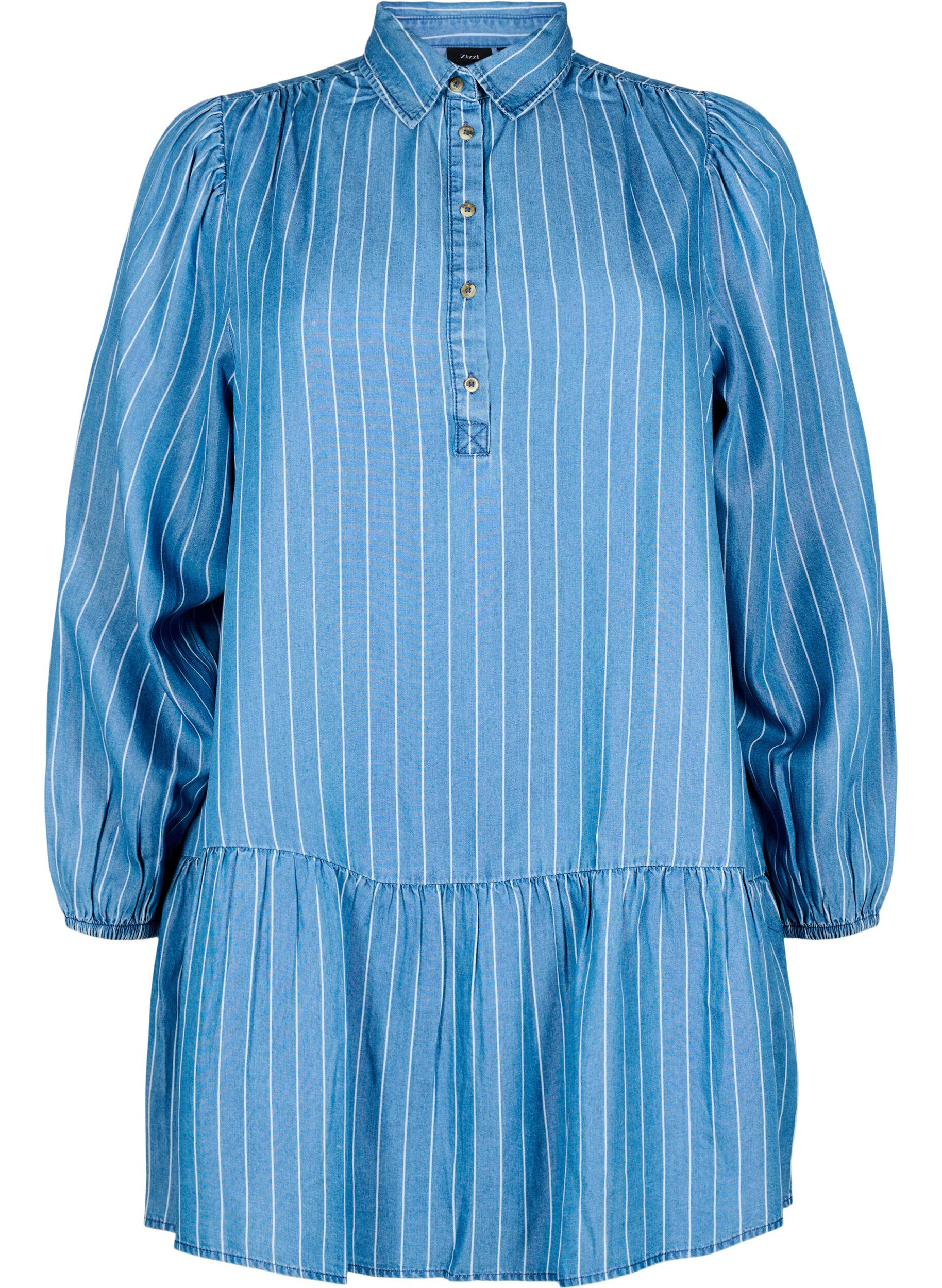 Denim tunic with TENCEL&trade; and stripes