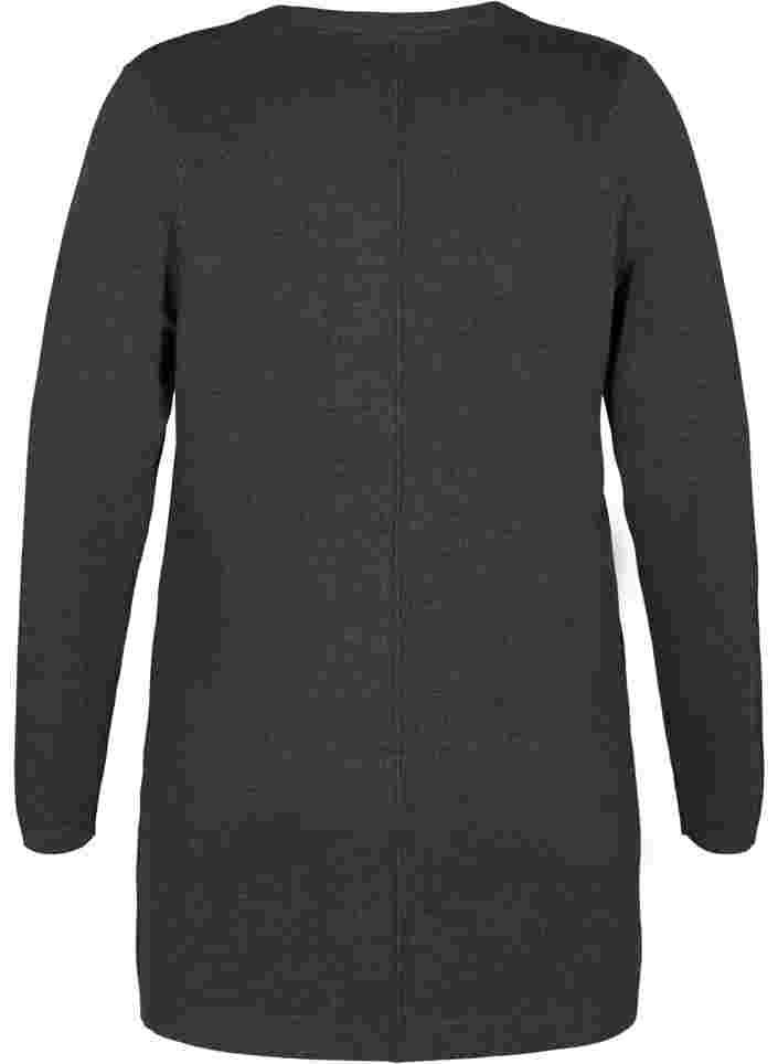 Long knitted cardigan in a viscose blend, Dark Grey Melange, Packshot image number 1