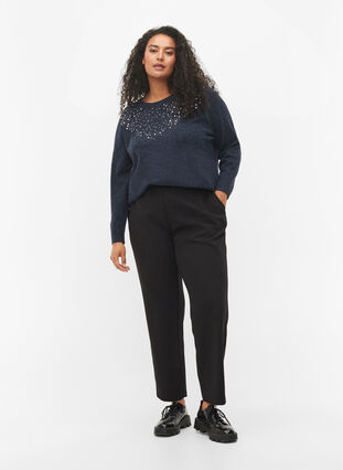 Melange knitted top with sequins, Night Sky Mel., Model image number 2