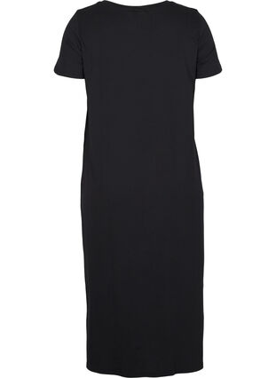 Striped short-sleeved midi dress, Black Solid, Packshot image number 1