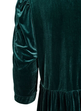 Velour dress with ruffle collar and 3/4 sleeves, Scarab, Packshot image number 3