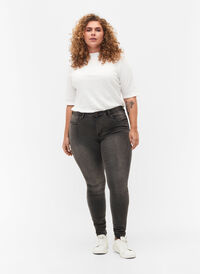 Super slim Amy jeans with high waist, Dark Grey Denim, Model