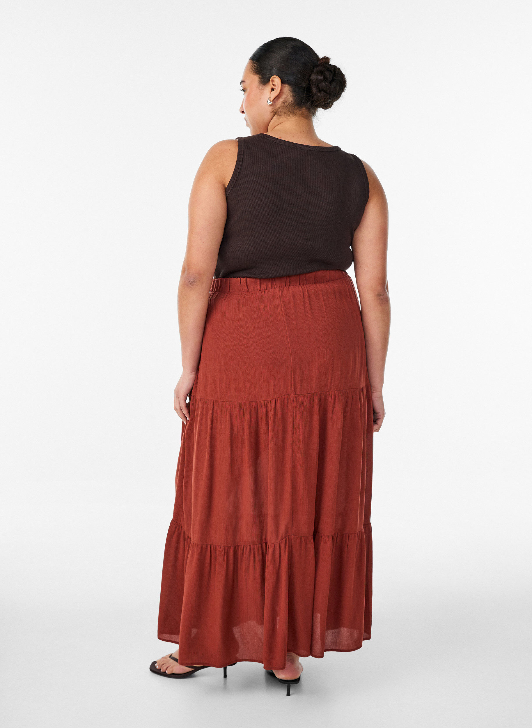 ZizzifashionLong skirt with elasticated waist, Red, Model image number 1