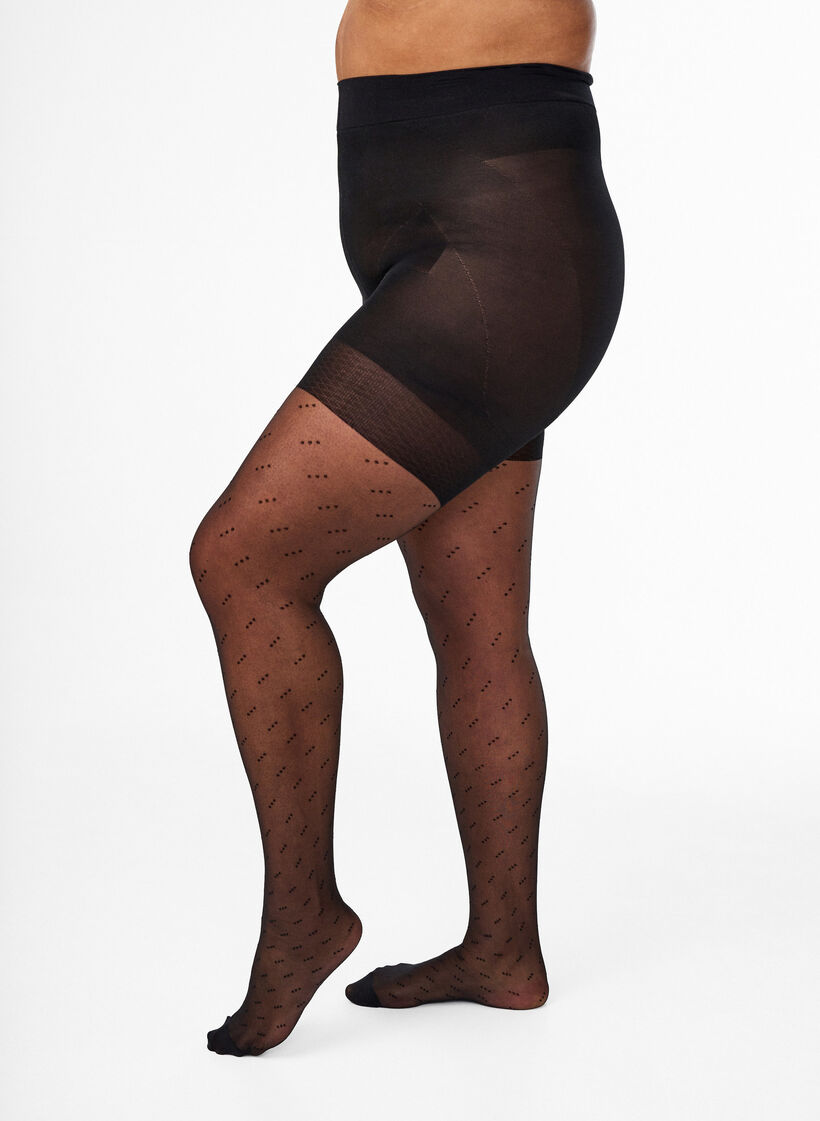 25 denier push-up tights with a dot pattern, Black, Model image number 0