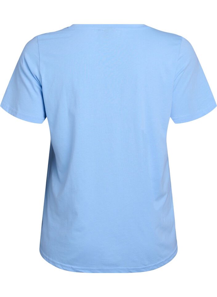Short sleeve t-shirt with v-neckline, Light Blue, Packshot image number 1