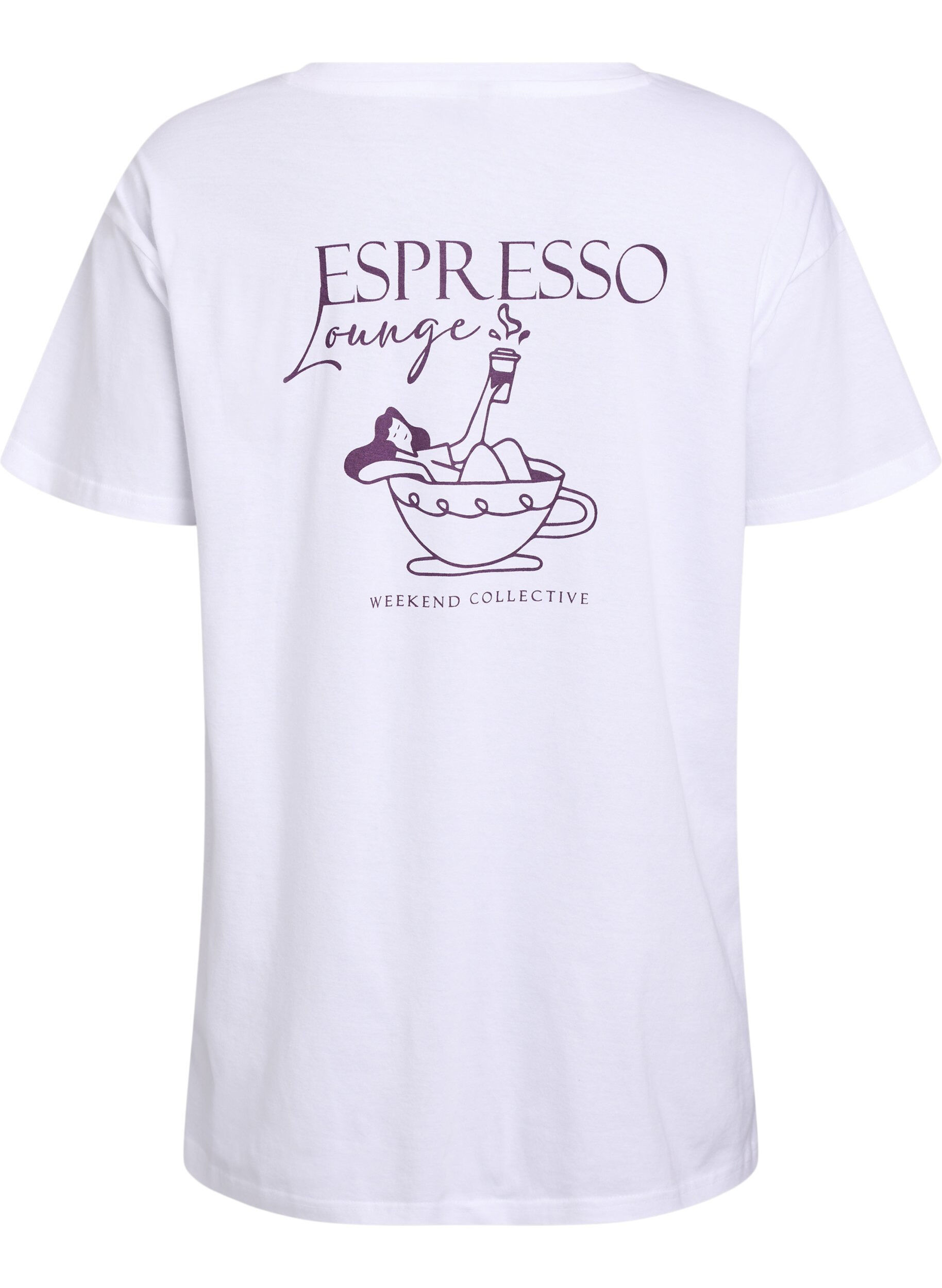 Zizzifashion Long night T-shirt in organic cotton with print, White, Packshot image number 1