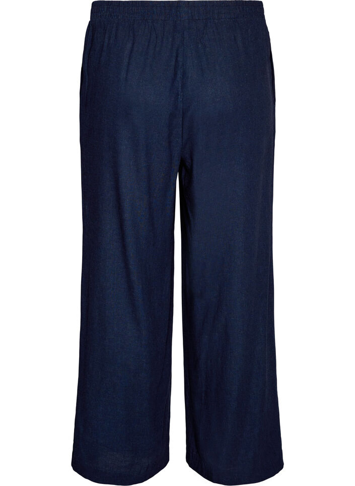Wide-leg linen and viscose trousers, Blue, Packshot image number 1