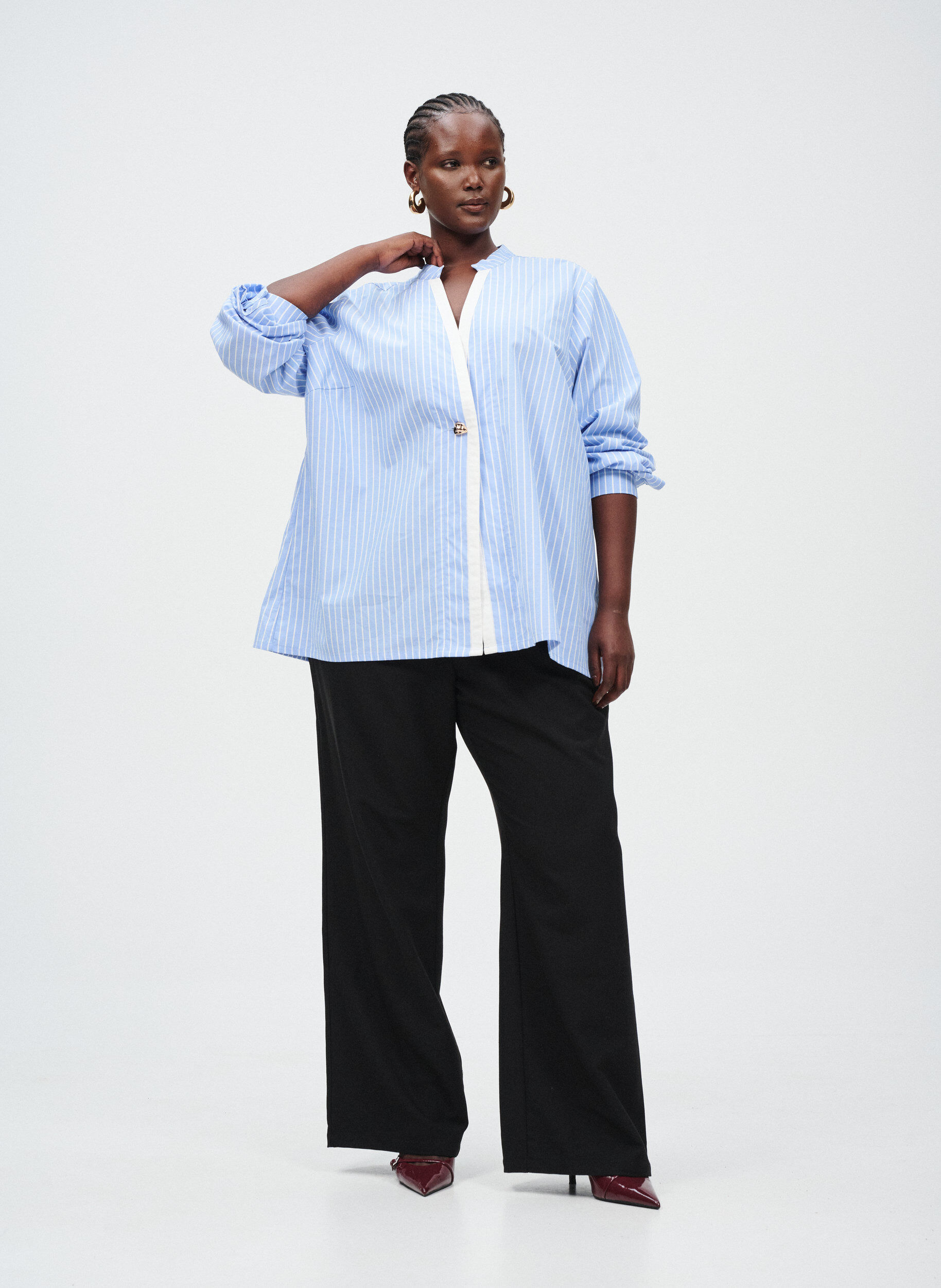 ZizzifashionFlared trousers with pockets, Black, Image image number 0