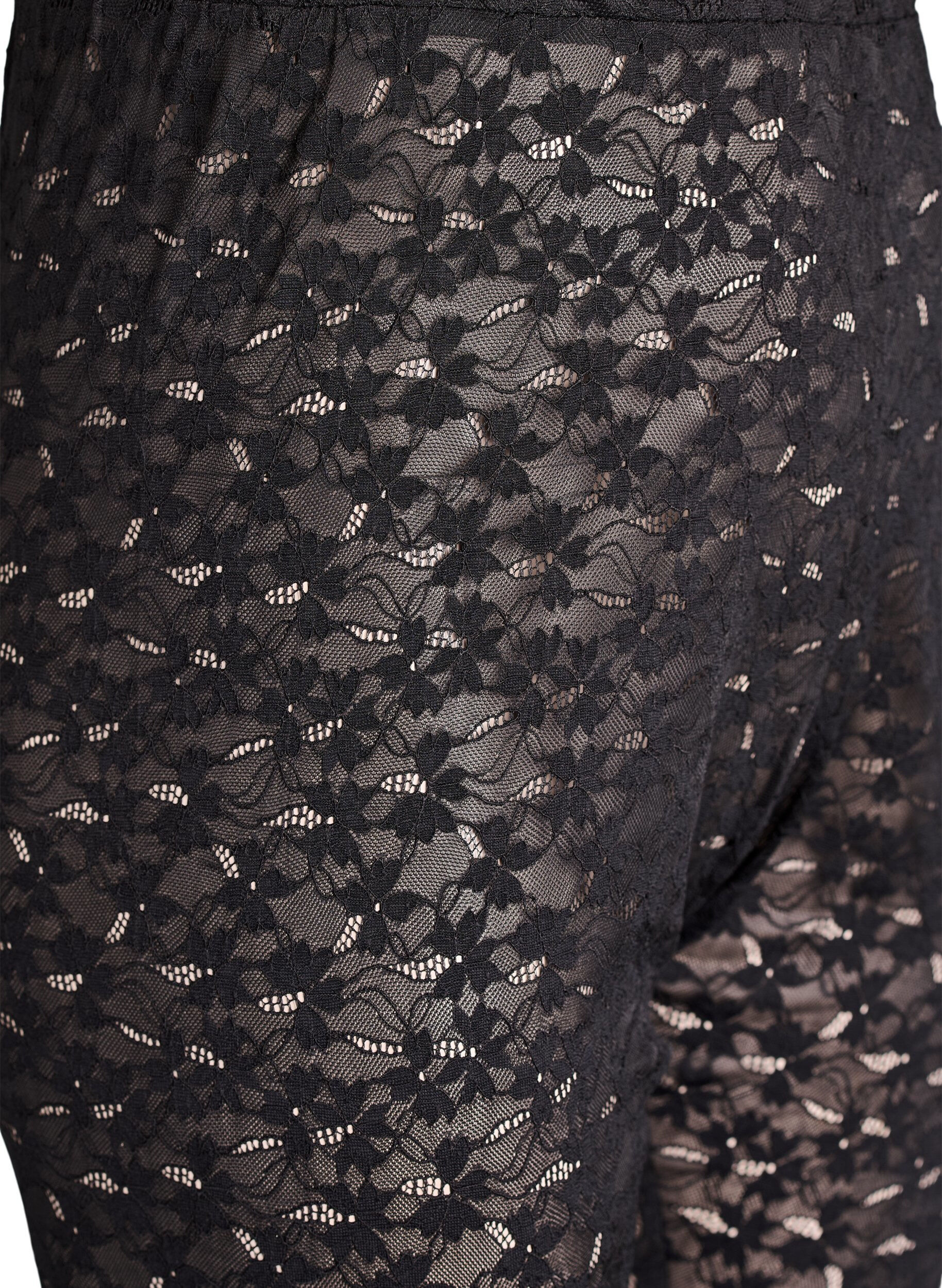 Zizzifashion Lace leggings with a high waist, Black, Packshot image number 2