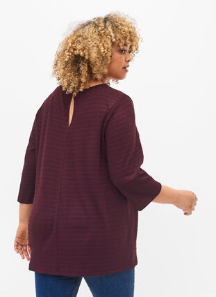 Blouse with 3/4 sleeves and v-neckline, Winetasting, Model image number 1