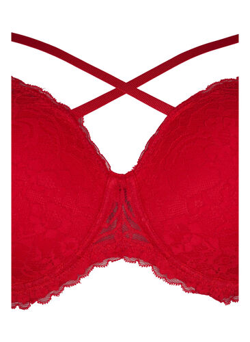 Padded bra with lace and cross detail, Red Ass., Packshot image number 2