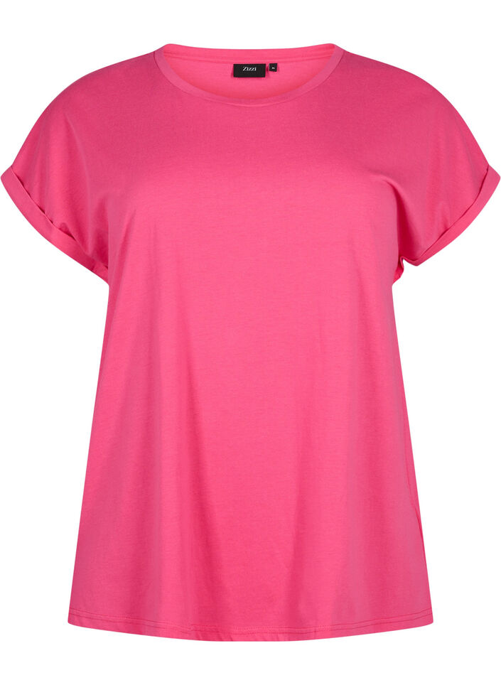 Short-sleeved t-shirt in a cotton blend, Pink, Packshot image number 0