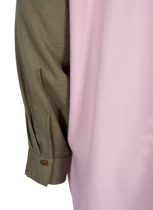 Colour-block shirt in viscose mixture, Pink Blocking, Packshot image number 2