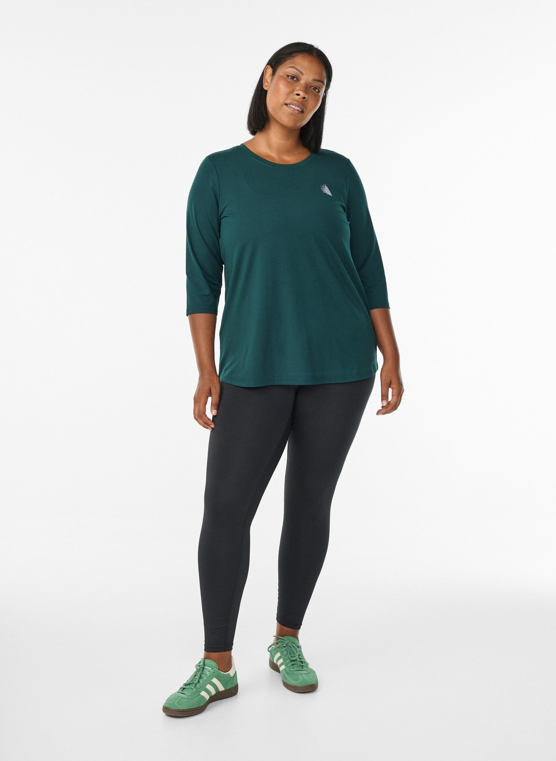 ZizzifashionWorkout top with 3/4 sleeves, Green, Model image number 1