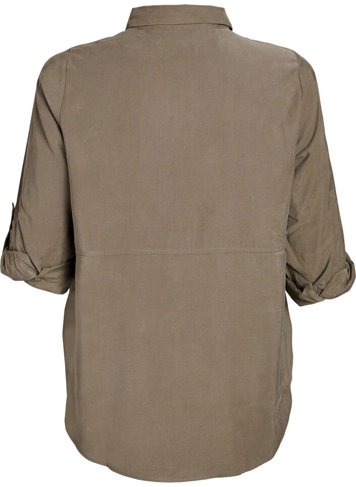 FLASH - Shirt with collar and roll-up sleeves, Green, Packshot image number 1