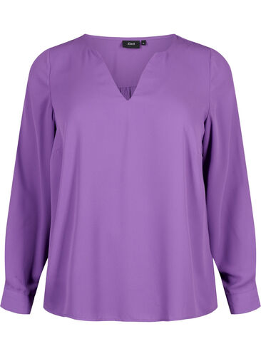 Long sleeve blouse with wrinkles on the back, Pansy, Packshot image number 0