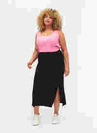 Tight-fitting viscose midi skirt, Black, Model