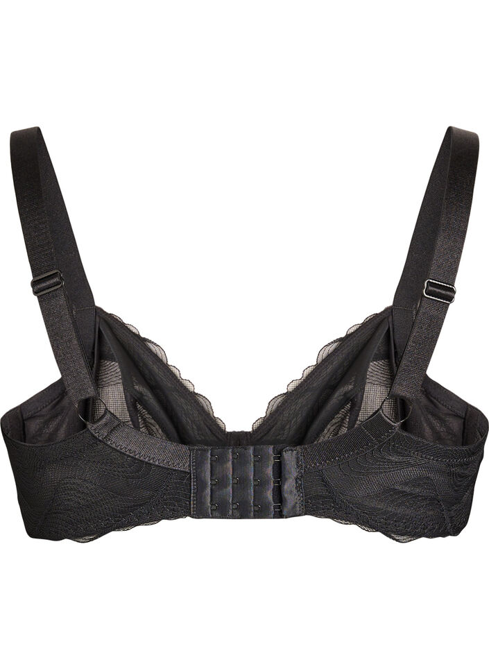 Full cover bra in mesh with wave pattern, Black, Packshot