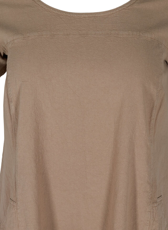 Short-sleeved cotton dress, Brown, Packshot image number 2