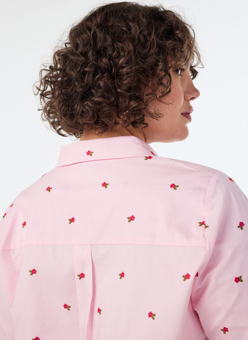Shirt with embroidered flowers, Pink, Model image number 3