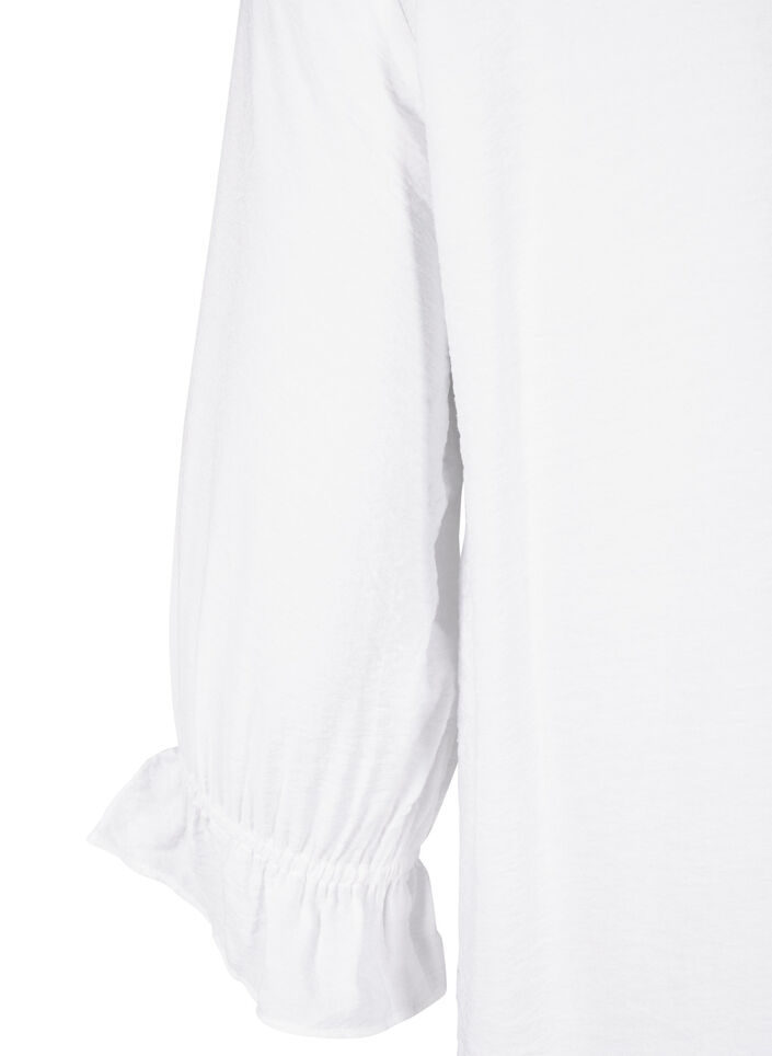 Long viscose shirt with lace detail, Bright White, Packshot image number 3