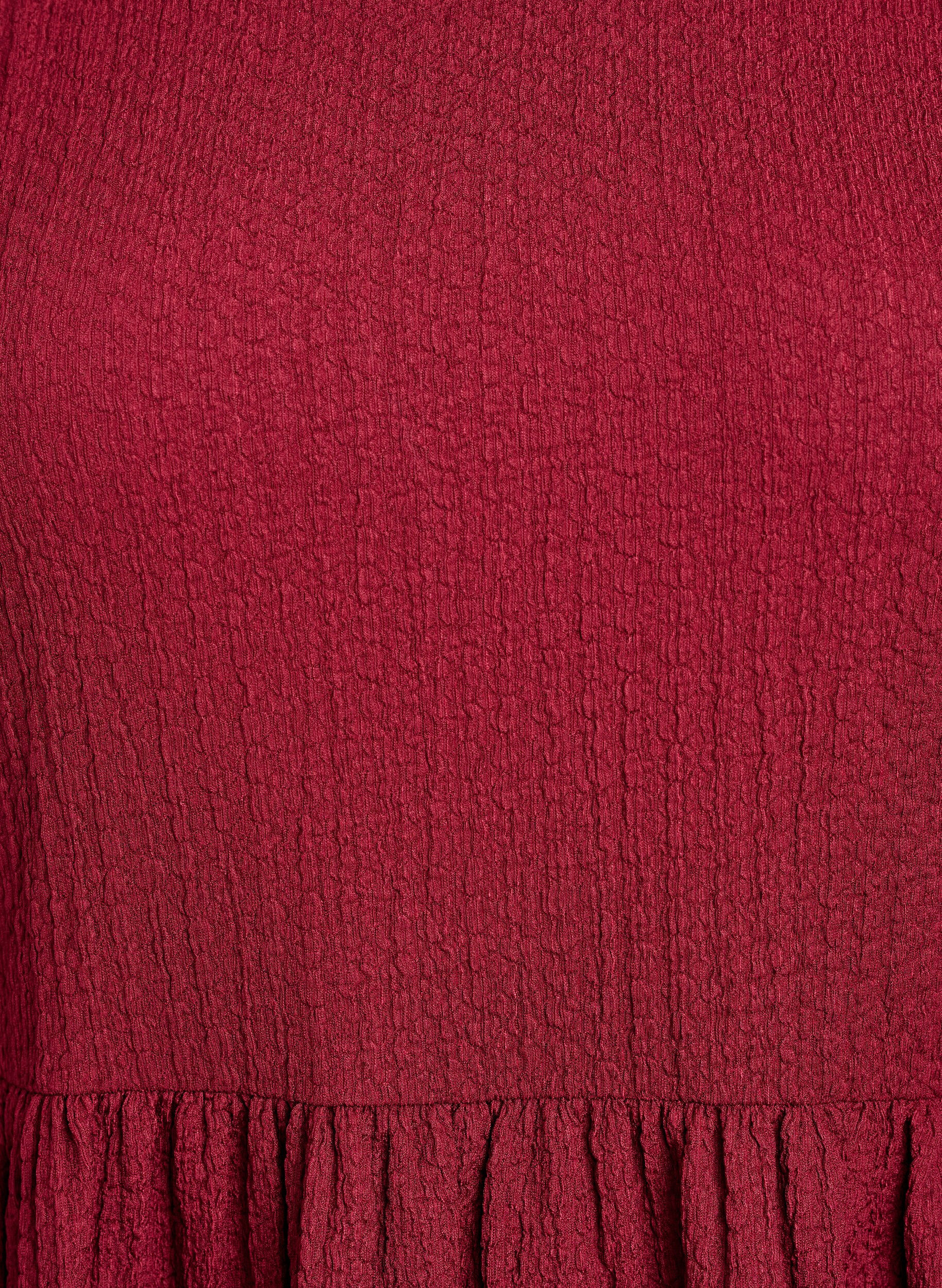 Zizzifashion FLASH - Short dress with texture and 3/4 sleeves, Dark Bordeaux, Packshot image number 2