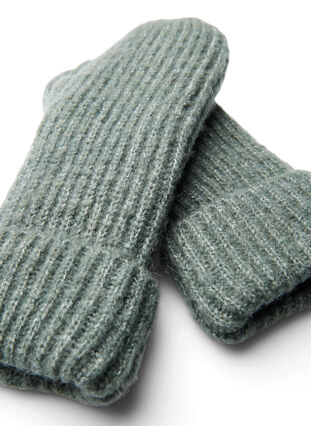 Knitted mittens, Balsam Green, Packshot image number 2