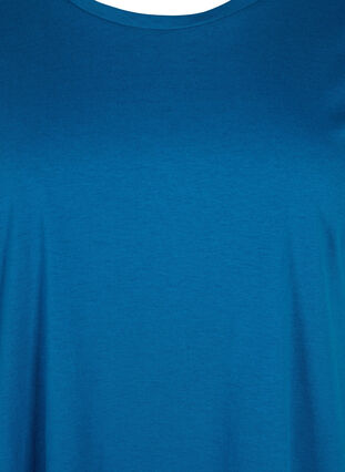 Short sleeve cotton blend T-shirt, Petrol Blue, Packshot image number 2