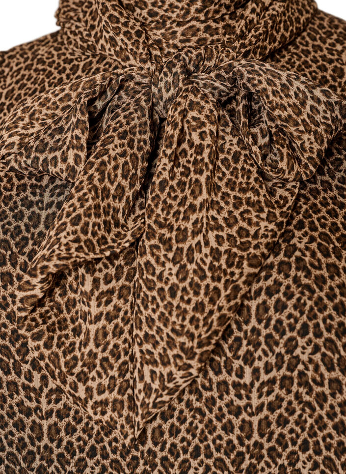 High-neck sleeveless blouse with a bow, Brown, Packshot image number 2