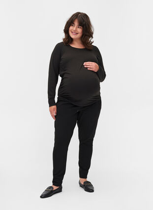 Basic maternity blouse with long sleeves, Black, Model image number 2