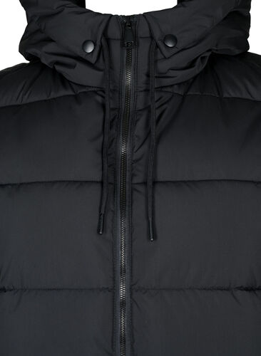 Long vest with hood and pockets, Black, Packshot image number 2