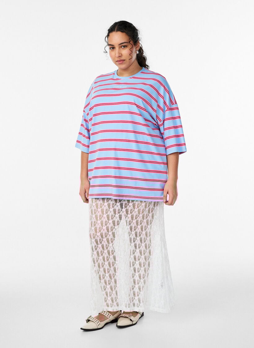 Long sheer lace skirt, White, Model image number 1