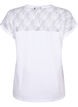 Short-sleeved cotton t-shirt with lace, Bright White, Packshot image number 1
