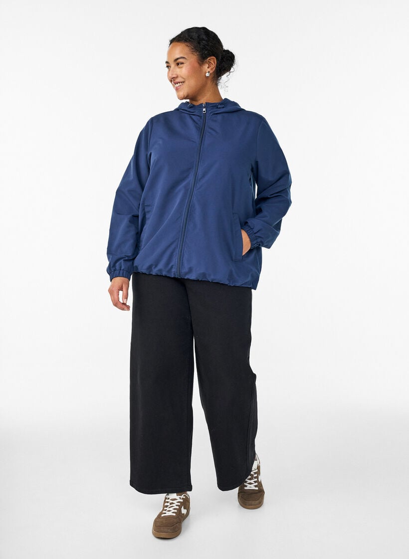 Lightweight jacket with a hood and zipper, Blue, Model image number 1