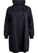 FLASH - Short sweatshirt dress with high collar and pockets, Black, Packshot image number 0
