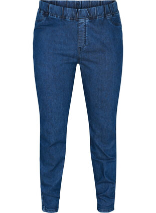 Cotton blend jeggings with back pockets, Dark blue, Packshot image number 0