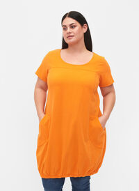 Short-sleeved cotton dress, Orange Tiger, Model