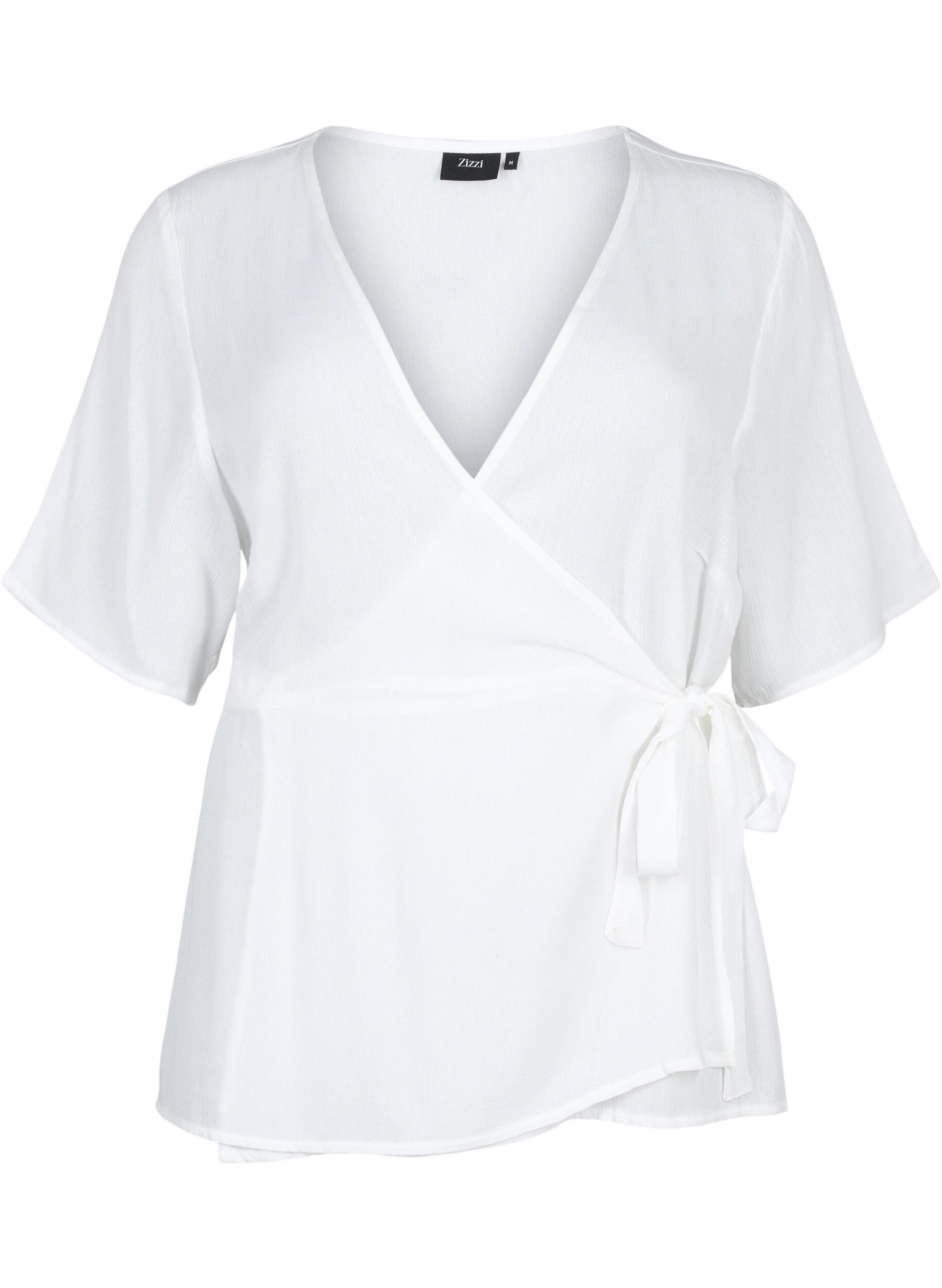 Zizzifashion Viscose blouse with wrap, Bright White, Packshot image number 0