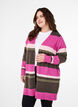 Long knit cardigan with wide stripes, Pink, Model image number 0