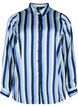 Striped satin shirt with collar, Blue Stripe, Packshot image number 0
