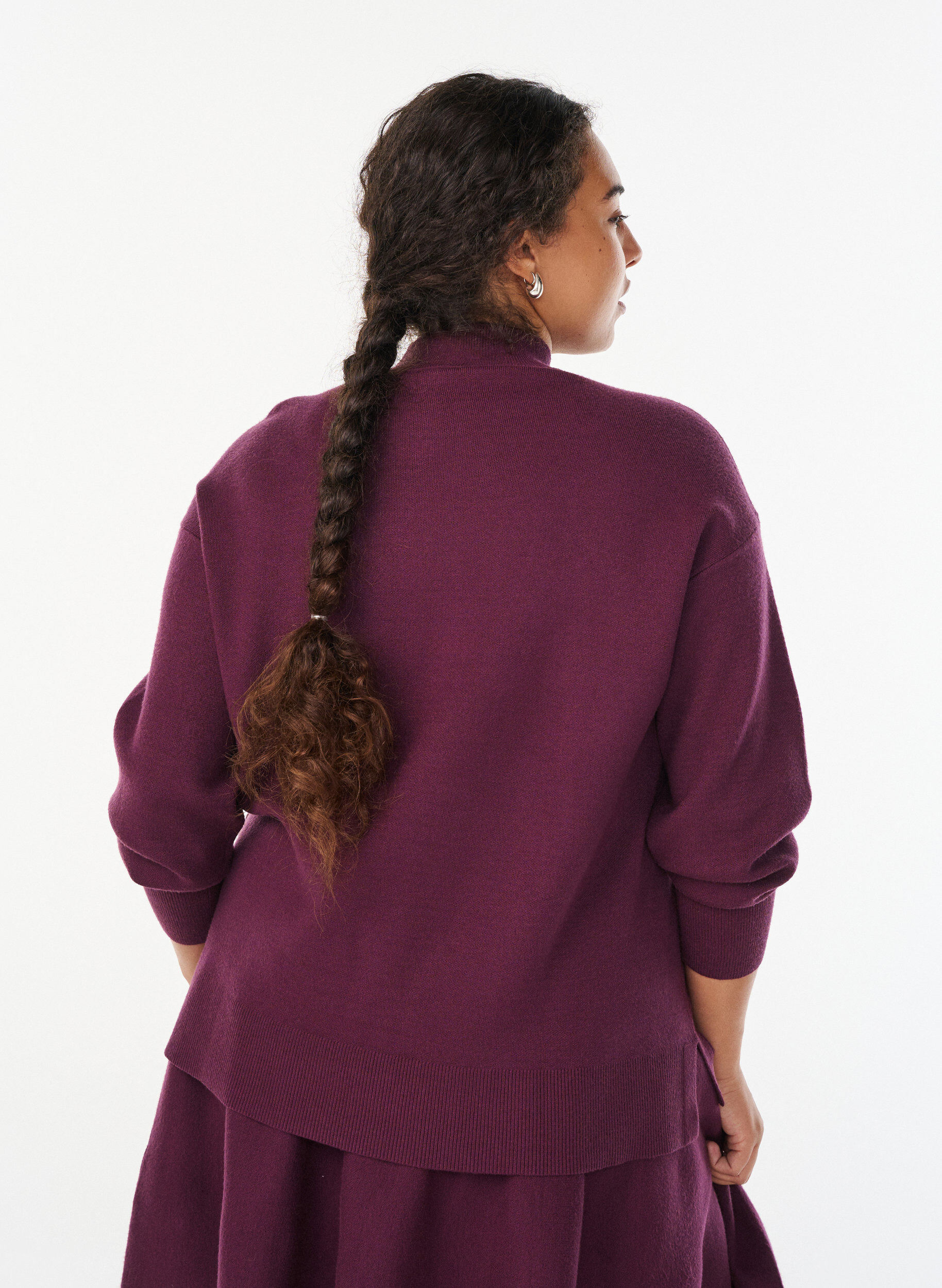 Zizzifashion Knit blouse with high neck, Dark Bordeaux, Model image number 2