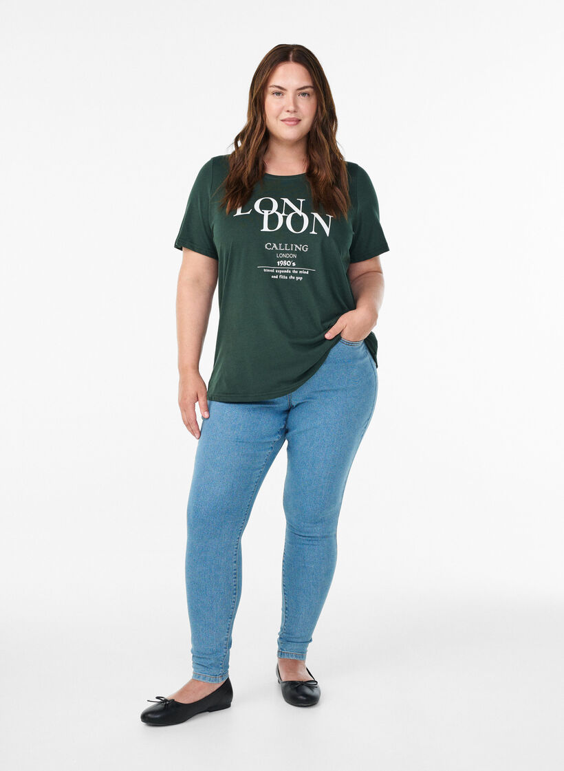T-shirt with motif, Green, Model image number 1