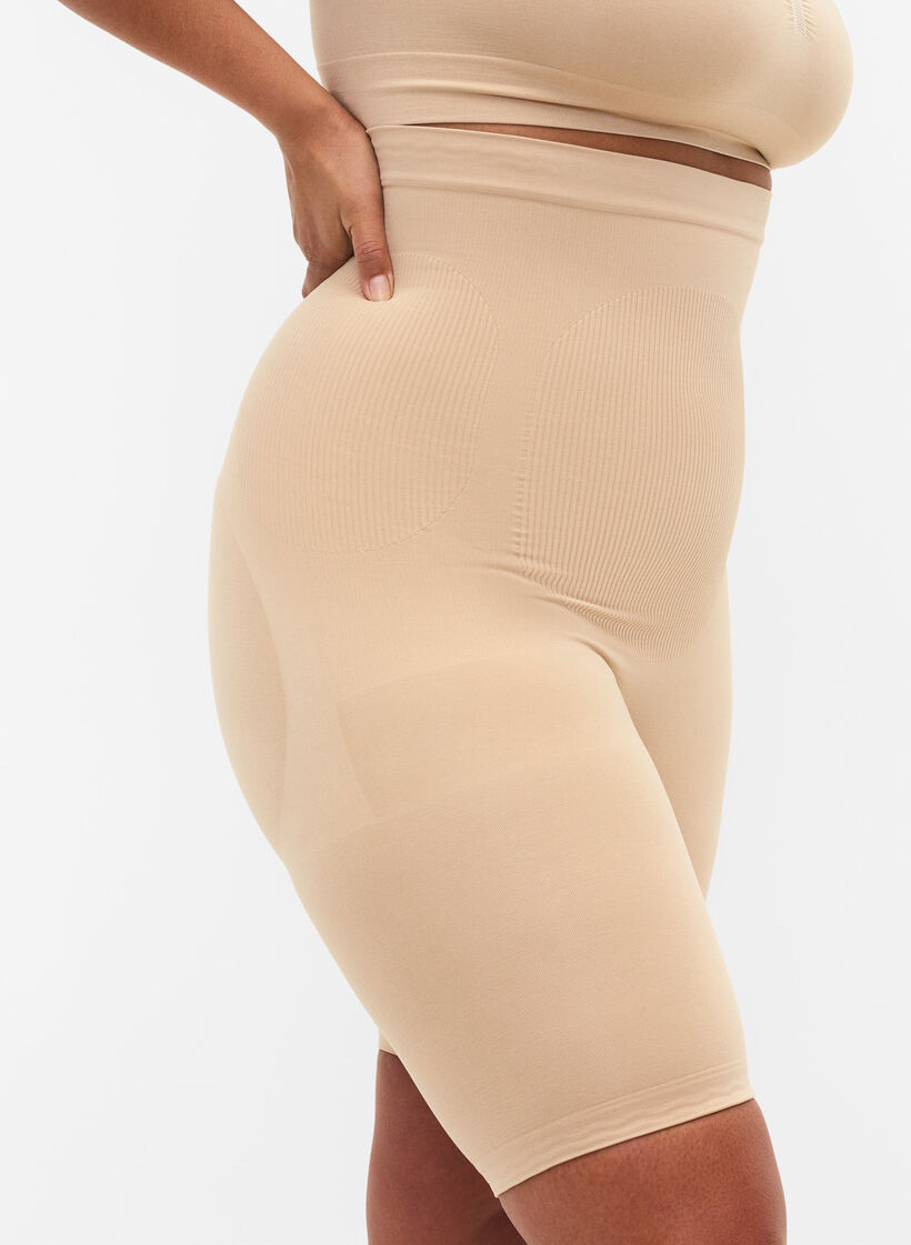 Women's hi waist shaper shorts in medium nude from - Depop
